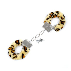 Plush Lined Metal Fantasy Handcuffs Leopard