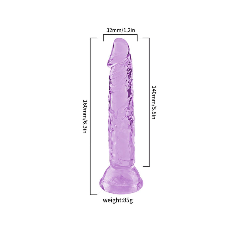 Clear Purple Silicone Realistic Dildo 14 cm