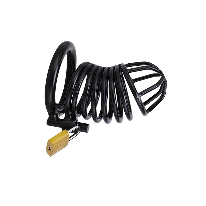 Black Metal Chastity Cage 45 mm - Adjustable Steel Cage with Padlock