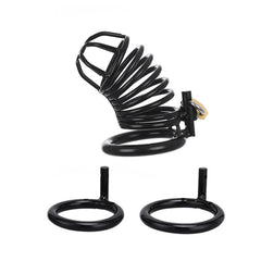 Black Metal Chastity Cage 45 mm - Adjustable Steel Cage with Padlock