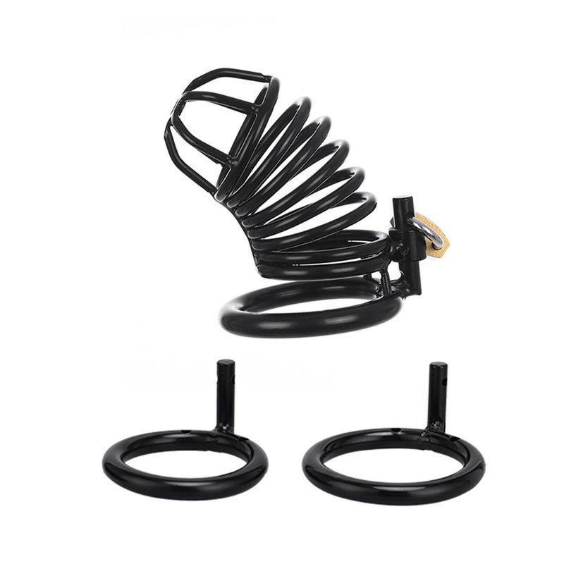 Black Metal Chastity Cage 45 mm - Adjustable Steel Cage with Padlock