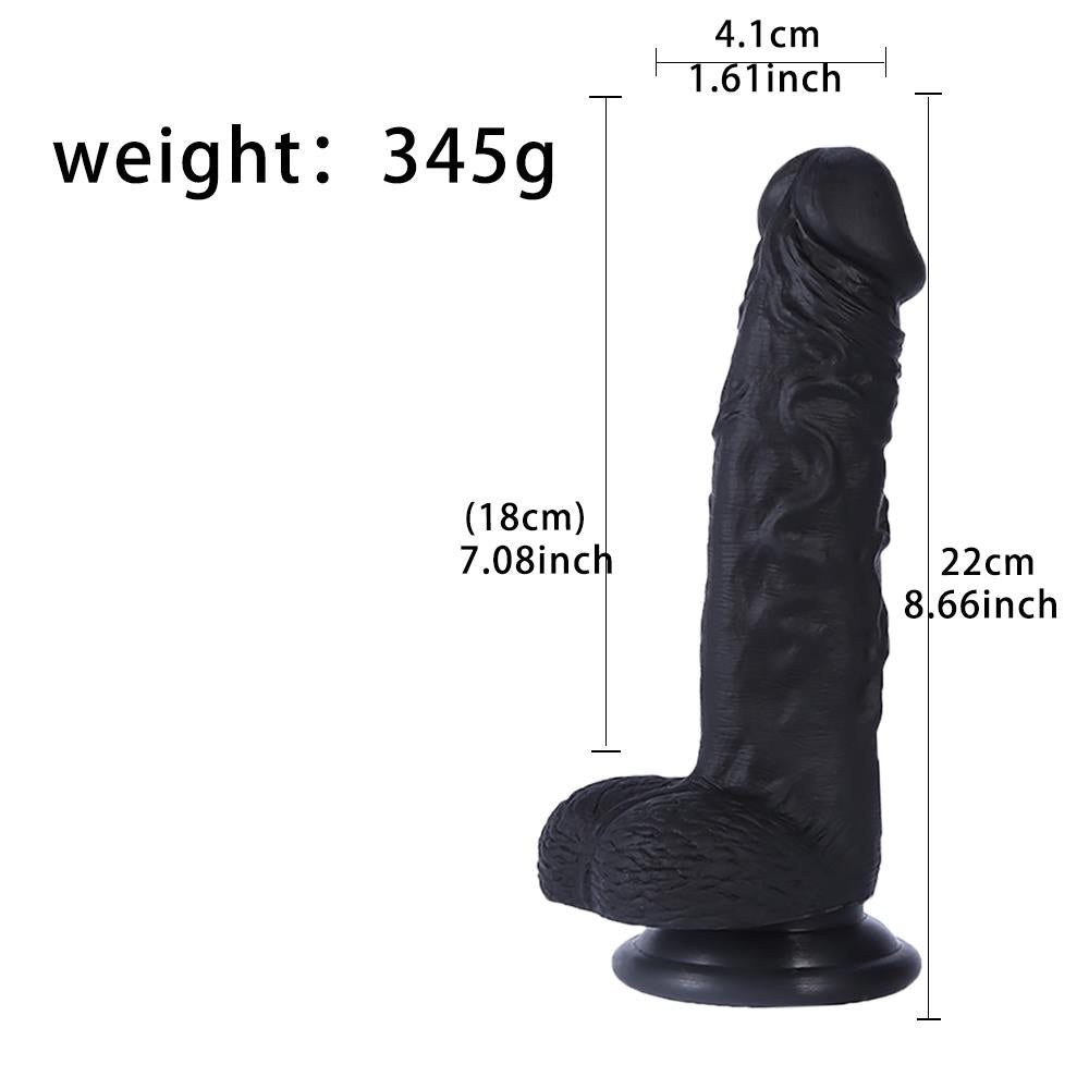 Black Realistic Dildo - 22 cm