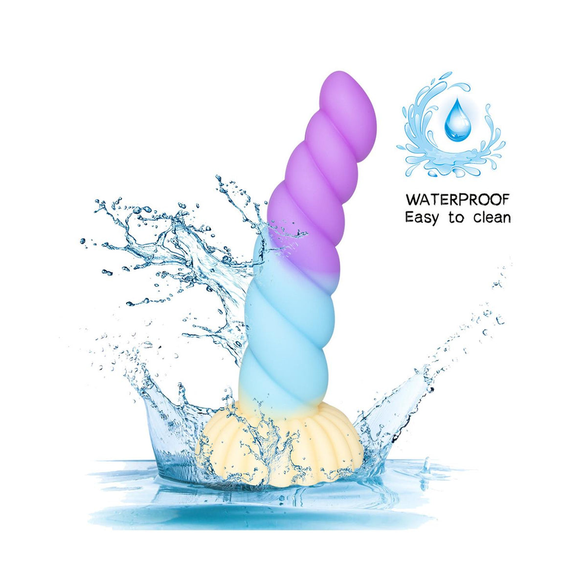 Spiral Unicorn Design Silicone Dildo - Colourful and Realistic Texture