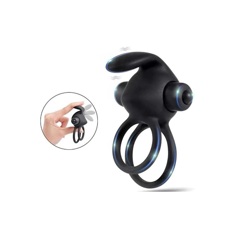 Vibrating Rabbit Cock Ring Black