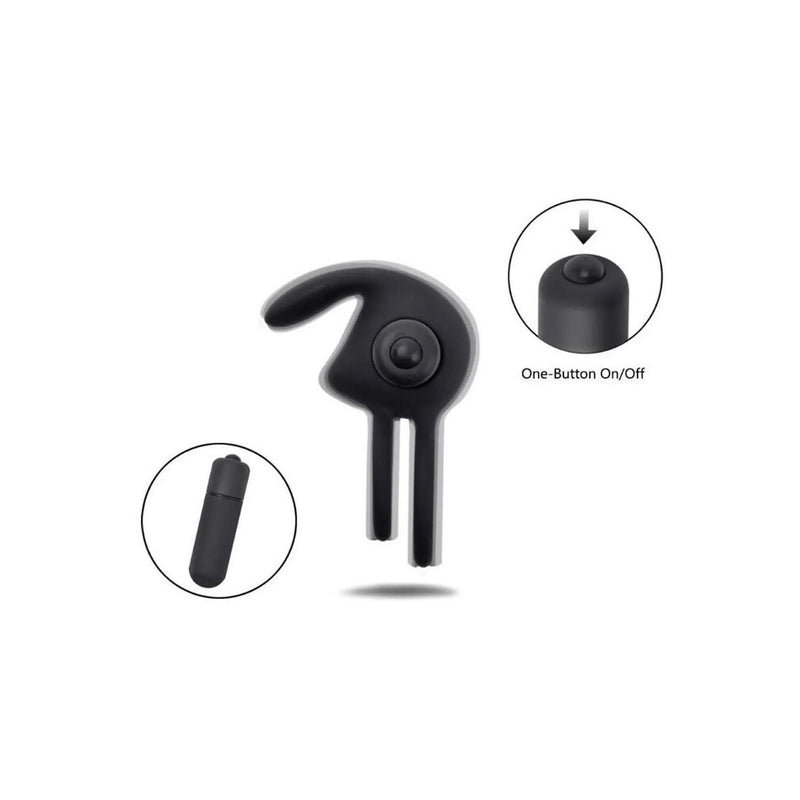 Vibrating Rabbit Cock Ring Black