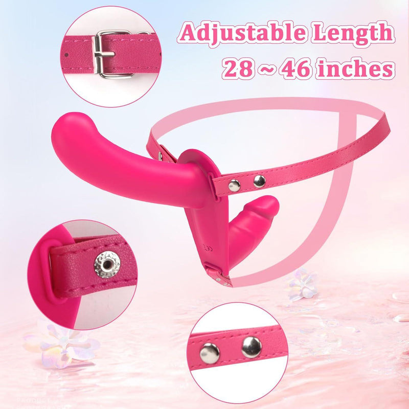 Remote Controlled Double Ended Vibrating Strap-On Rose - 10 Modes, Waterproof, Adjustable Straps