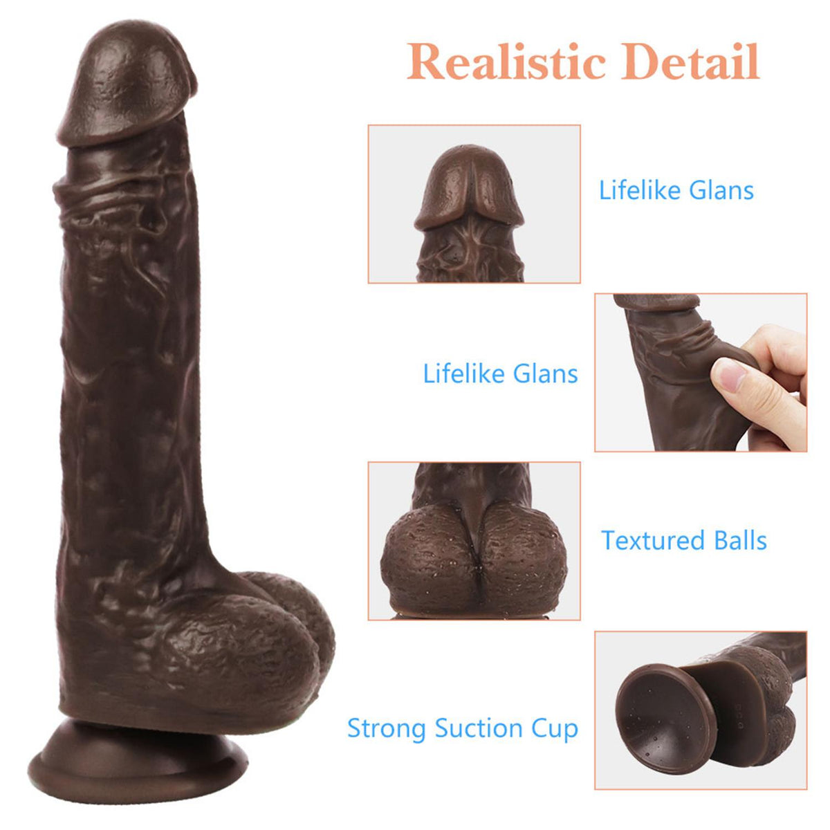 Remote Controlled Realistic Dildo Vibrator Dark Skin