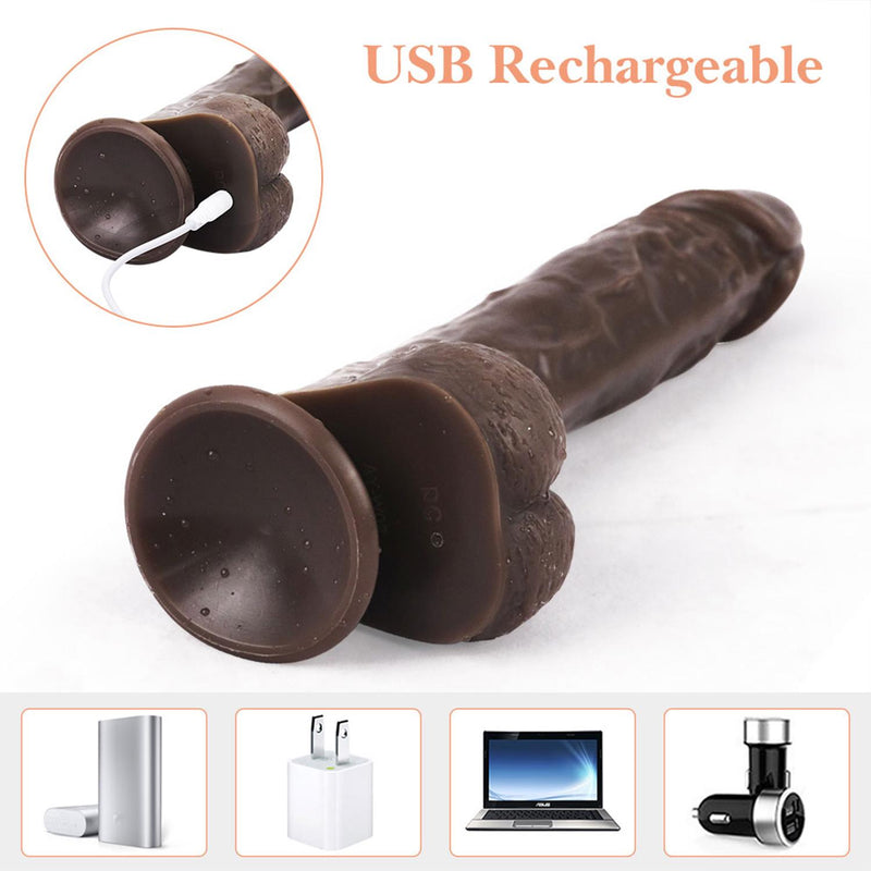 Remote Controlled Realistic Dildo Vibrator Dark Skin